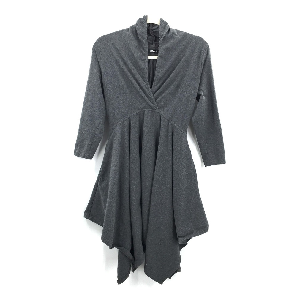 eShakti handkerchief hem tunic top boho steampunk effortless chic gray S